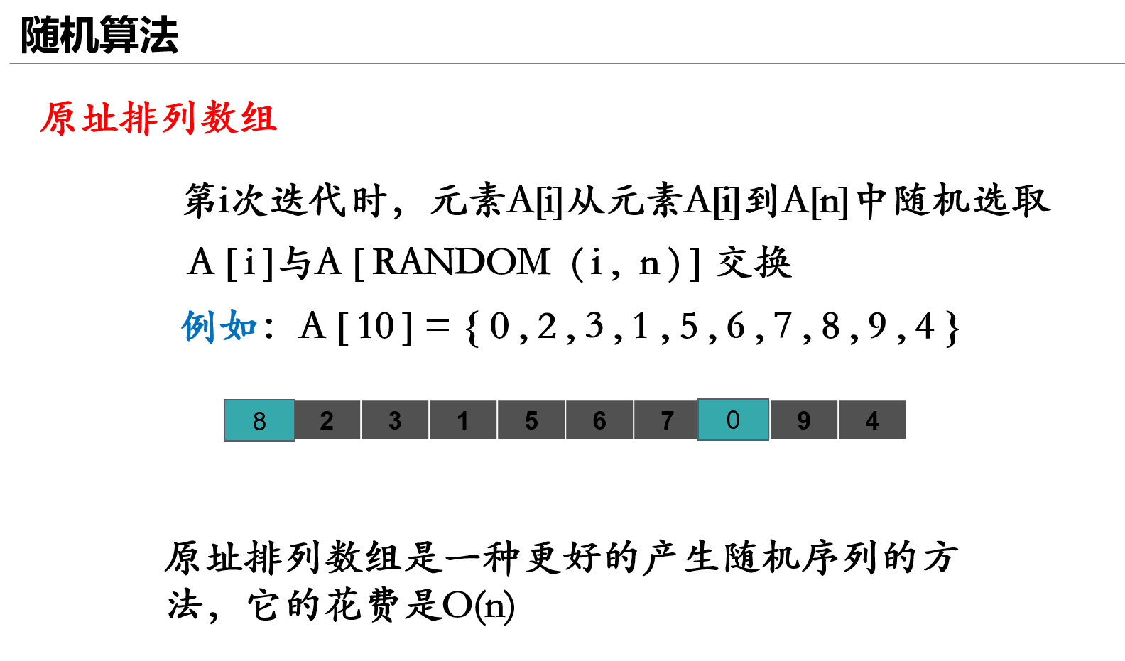 原址排列数组