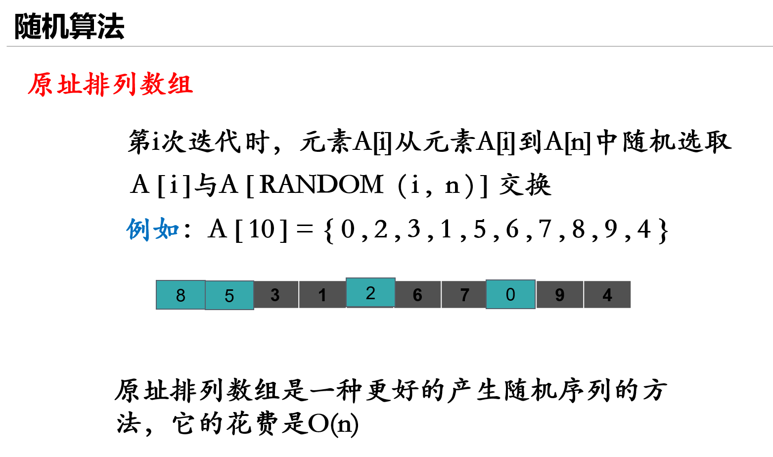 原址排列数组